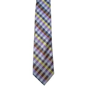 Izod Silk Tie Men's Lavender Charcoal / White Check Stripe